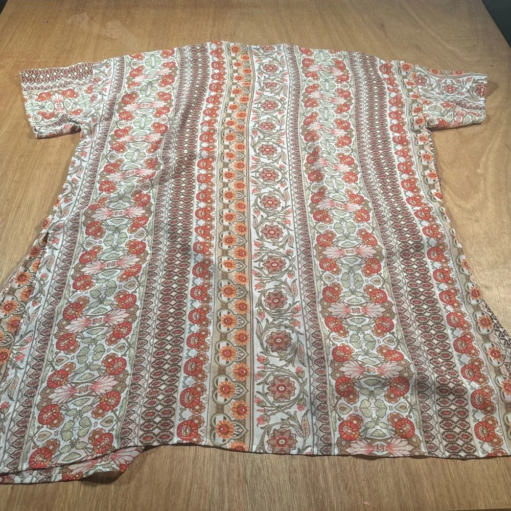 Ambiance Kimono Cardigan Women Large Orange Floral Sheer Boho Side Slit Coverup